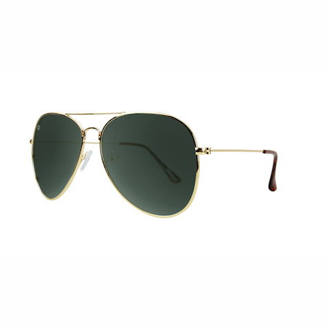 lenoor crown knockaround mile highs sunglasses gold aviator green