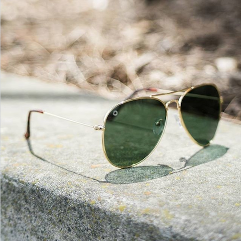 lenoor crown knockaround mile highs sunglasses gold aviator green